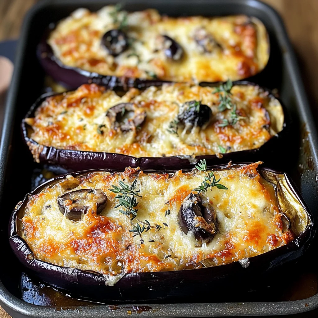 Aubergines gratinées mozzarella olives