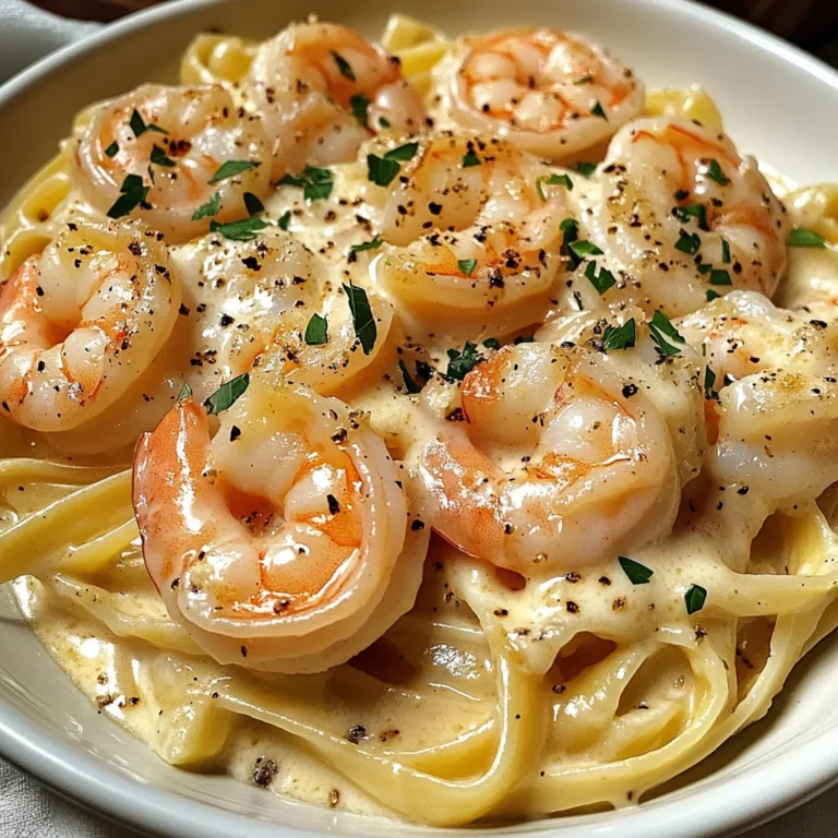 Pâtes crémeuses ail crevettes