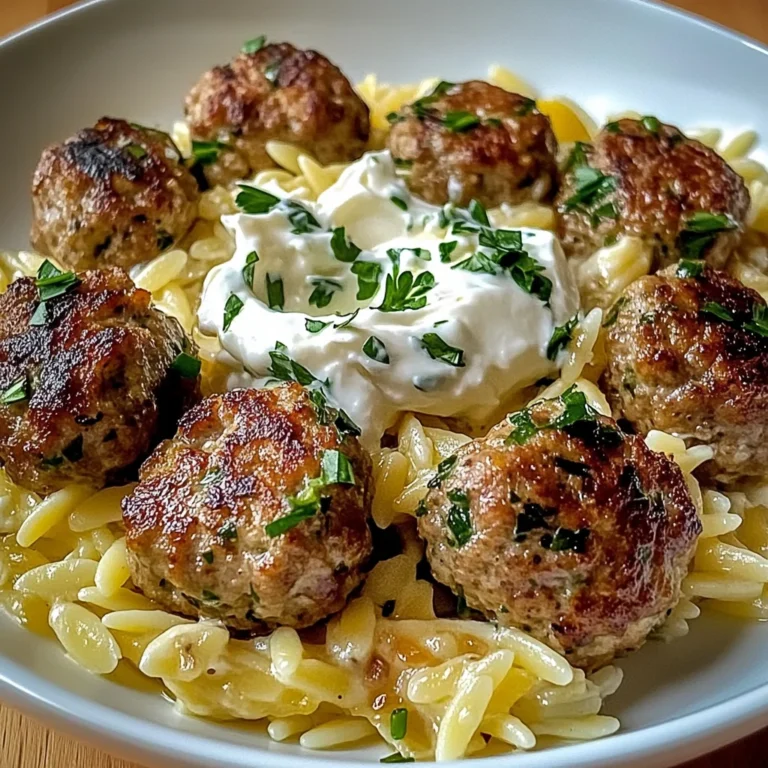Boulettes Grecques & Orzo Citronné avec Crème de Feta