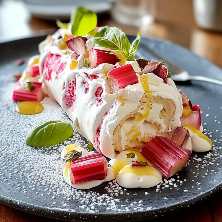 Pavlova roulée rhubarbe mascarpone